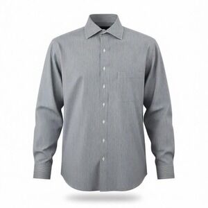 Cremieux Slim Fit Men's 17.5-35 Blue Stripe Dress Shirt Pima Cotton French Cuff